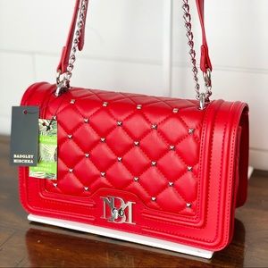 NWT Badgley Mischka Red Crossbody Bag with Studs